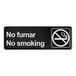 A black Lavex No Fumar / No Smoking sign with white text.