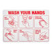 A Lavex white and red vinyl safety decal with instructions to wash your hands.