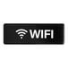 A black rectangular sign with white text that says "WiFi" on a white background.