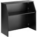 A black Lancaster Table and Seating foldaway bar with a shelf on top.