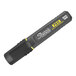 A close up of a Sharpie Pro black chisel tip permanent marker with yellow writing on it.