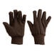 A pair of large brown Lavex warehouse gloves.
