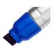 A close-up of a blue and silver Sharpie Magnum bottle with a black rubber cap.