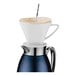 A Cilio navy blue and stainless steel coffee carafe with a white lid and blue handle.