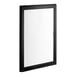 A black rectangular door with a white glass window.