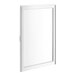 A white rectangular glass door with a white frame.