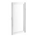 A white rectangular door with a glass panel and white frame.