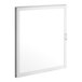 A white rectangular glass door with a white frame.