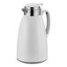 A white and silver stainless steel Cilio Venezia coffee carafe with a lid.