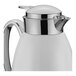 A white and silver stainless steel Cilio Venezia coffee carafe with a lid.