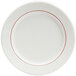 A Tuxton Monterey ivory china plate with a red berry band on the rim.