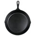 An Elite Global Solutions black faux cast iron fry pan with a handle.