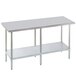 An Advance Tabco stainless steel work table with an undershelf.