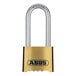 An ABUS brass combination padlock with 4 dials.