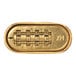 A close-up of a gold ABUS combination lock with numbers.
