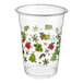 A white plastic Choice cold cup with a holiday design on it.