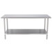 An Advance Tabco stainless steel work table with undershelf.