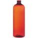 A red 16 oz. Boston Round PET amber bottle with a clear lid.