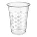 A clear Choice PET plastic cup with snowflakes on it.