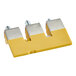 A close up of a Noble Warewashing 3-way bridge terminal with yellow and silver connectors.