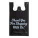 A black Source Direct Inc. plastic T-shirt bag with white "Thank You" text.