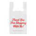 A white plastic Source Direct Inc. T-shirt bag with "Thank You" in red text.