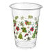 A white Choice plastic cup with holiday decorations on it.