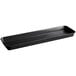 A black rectangular Cambro fiberglass market pan with handles.