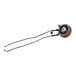 A red and black speed control wheel with a black handle.