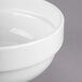 A close-up of a Libbey Slenda Royal Rideau white bowl with a rim.