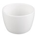 A white porcelain bouillon cup with a smooth, rounded design.