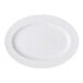 An oval white porcelain platter with a wide rim.