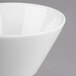 A close-up of a Libbey Royal Rideau white porcelain bouillon bowl.