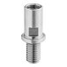 A stainless steel Main Street Equipment lower branch washing shaft with a threaded end.