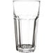 A close up of a clear Libbey Gibraltar iced tea glass.