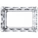 A clear rectangular glass dish in a silver frame.