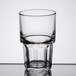 A close-up of a Libbey Gibraltar clear glass with a clear rim.