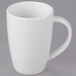 A close-up of a Libbey Slenda white porcelain mug with a handle.