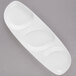 A white oval shaped platter with three sections.