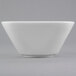 A close-up of a Libbey Royal Rideau white square porcelain bowl with a small rim.