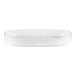 A white oval RAK Porcelain Ease plate with a white rim.