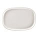 A white porcelain rectangular plate with dual oval shapes.