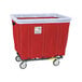 A red R&B Wire laundry basket truck with white antimicrobial vinyl.
