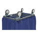 A navy blue R&B Wire laundry cart with swivel casters.