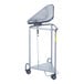 A silver deluxe triangular hamper with lid on a white background.