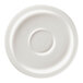 A white porcelain saucer with a circular indentation.