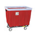 A red R&B Wire laundry basket truck with white antimicrobial sewn vinyl.