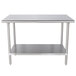 An Advance Tabco stainless steel work table with an undershelf.