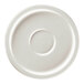 A white porcelain saucer with a circular center.