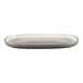 A white oval RAK Porcelain plate with a gray speckled rim.